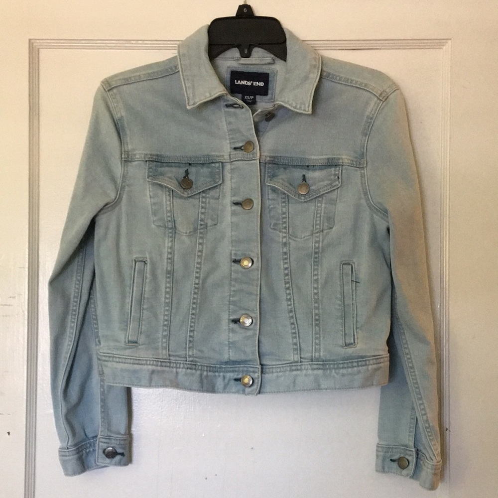 Lands End denim jean jacket size XS petite